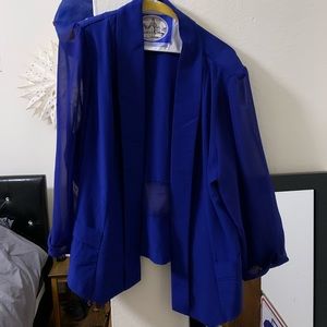 Coloured drapey blazer jacket-cobalt blue